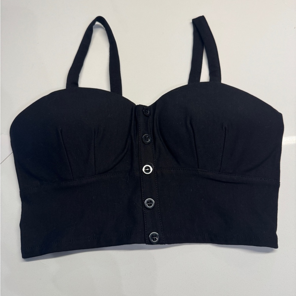 Black crop top large or medium padded New